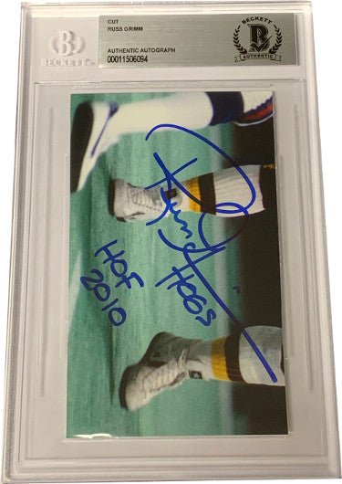 Russ Grimm Autographed 3x5 Cut Signature HOF 2010- Beckett BAS (Washington NFL Football Team)-Powers Sports Memorabilia
