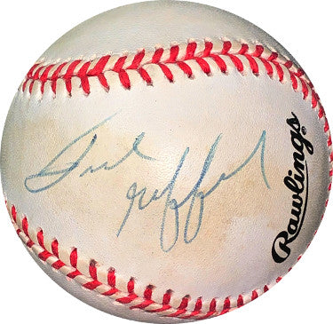 Frank Gifford Autographed RONL Rawlings Official National League Baseball toned/light sig- JSA Hologram #EE41792 (New York Giants)-Powers Sports Memorabilia