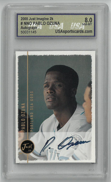 Pablo Ozuna Autographed Portland Sea Gods/Dogs 2000 Just Imagine 2K Minor League Card #NNO- USA Graded 8 Near Mint-Mint-Powers Sports Memorabilia