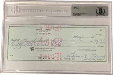 Sam Snead PGA/Golf 3x8 Bank Check Autographed In Blue Beckett BAS #0010734636-Powers Sports Memorabilia