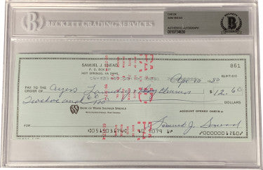 Sam Snead PGA/Golf 3x8 Bank Check Autographed In Blue Beckett BAS #0010734630-Powers Sports Memorabilia