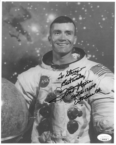 Fred Haise Autographed NASA Astronaut/Pilot Vintage B&W 8x10 Photo Apollo 13 LMP Best Wishes To Stacey- JSA Hologram #EE62134-Powers Sports Memorabilia