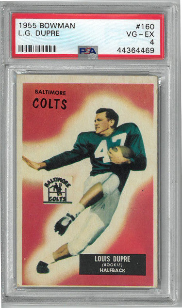 L.G. Dupre Baltimore Colts 1955 Bowman Football Card #160- PSA Graded 4 Very Good- Excellent-Powers Sports Memorabilia