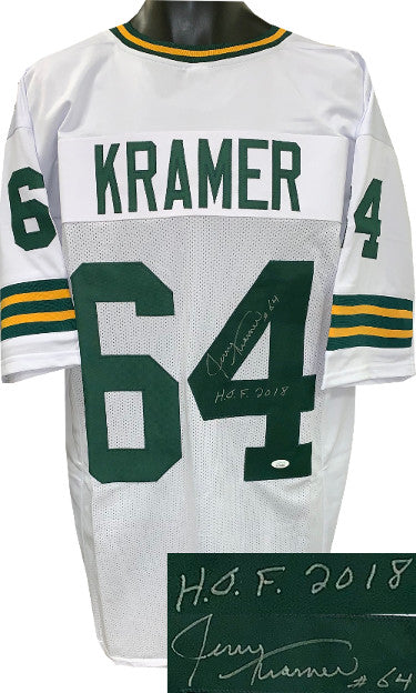 Jerry Kramer Autographed White TB Custom Stitched Pro Style Football Jersey #64 HOF 2018 XL- JSA Witnessed Hologram-Powers Sports Memorabilia