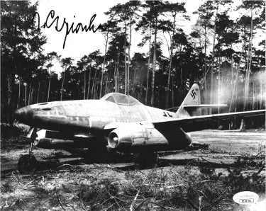 Jorg Czypionka Autographed WWII German ME-262 Luftwaffe Pilot Night Fighter Vintage B&W 8x10 Photo- JSA Hologram #EE62703-Powers Sports Memorabilia