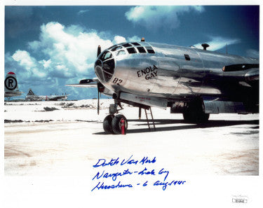 Dutch Van Kirk Autographed WWII 8x10 Photo Navigator Enola Gay & Hiroshima 6 Aug 1945- JSA Hologram #EE62962-Powers Sports Memorabilia