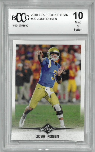 Josh Rosen UCLA Bruins 2018 Leaf Rookie Star Football Card #09- BCCG Graded 10 Mint or Better-Powers Sports Memorabilia