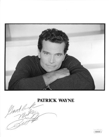 Patrick Wayne Autographed B&W 8x10 Photo Good Luck Mike- JSA Hologram #DD39299 (John Wayne's Son)-Powers Sports Memorabilia