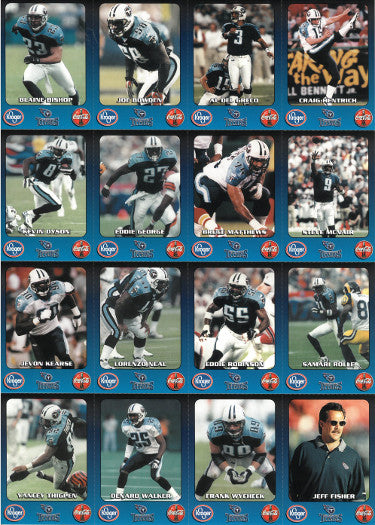 1999 Tennessee Titans Trading Card Set (10x14 uncut Sheet) Topload Steve NcNair, Eddie George,Kearse, Wycheck, Rolle-Powers Sports Memorabilia