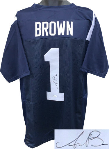 AJ (A.J.) Brown Autographed Navy Blue Custom Stitched College Football Jersey XL- JSA Signature Debut Hologram-Powers Sports Memorabilia