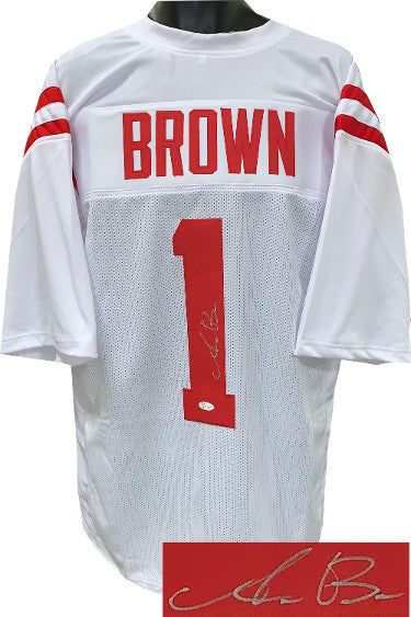 AJ (A.J.) Brown Autographed White Custom Stitched College Football Jersey XL- JSA Signature Debut Hologram #SD71273-Powers Sports Memorabilia