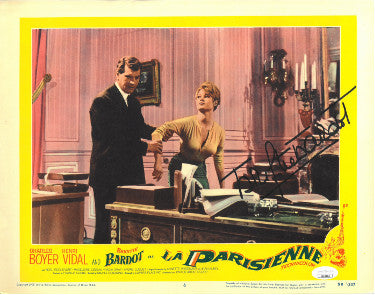 Brigitte Bardot Autographed 1958 La Parisienne Original United Artists 11x14 Lobby Card- JSA Hologram #EE62964-Powers Sports Memorabilia