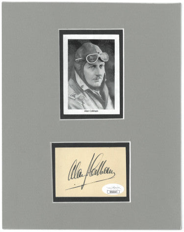 Sir Alan Cobham Autographed Vintage 3x2.4 Cut Avation Pioneer WWI Royal Flying Corps w/ Photo Matted 8x10- JSA Hologram #EE63147-Powers Sports Memorabilia