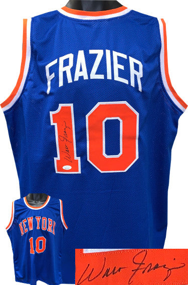 Walt Frazier Autographed Blue TB Custom Stitched Pro Basketball Jersey XL- JSA Witnessed-Powers Sports Memorabilia