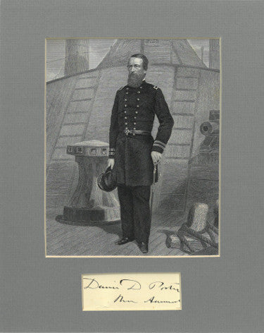 David D Porter Autographed Vintage 1800?ÇÖs 3?ǥx1.5?ǥ cut sig Civil War Navy Commodore 5x6.5 Ecthed Photo Matted 8x10?ÇôJSA LOA #BB24355-Powers Sports Memorabilia