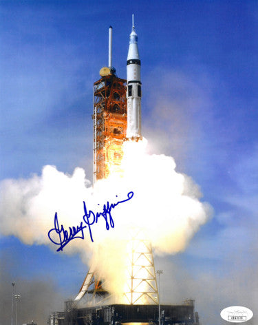 Gerald (Gerry) Griffin Autographed Apollo/Soyuz Test Project/Saturn IB Color 8x10 Photo- JSA Hologram #EE63170