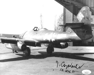 Jorg Czypionka Autographed WWII German ME-262 Luftwaffe Pilot B&W 8x10 Photo 10./NJG-11- JSA Hologram #EE63174-Powers Sports Memorabilia