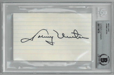 Johnny Unitas Autographed 3x5 index card ?Çô Beckett/BAS #00011746750 Slabbed (Baltimore Colts SB/HOF QB)-Powers Sports Memorabilia