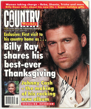 Billy Ray Cyrus Autographed "Country Weekly" Full Magazine November 26, 1996 - JSA Hologram #EE61378 (No Label)