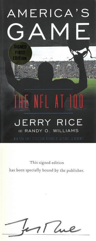 Jerry Rice Autographed 2019 America's Game: The NFL at 100, Hardcover Book Plated First Edition Book?Çô JSA Hologram-Powers Sports Memorabilia