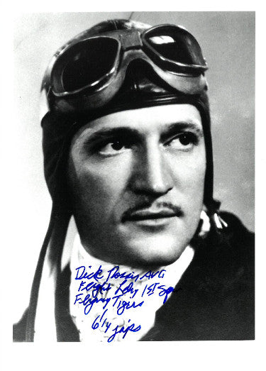 Dick Rossi Autographed WWII Flying Tigers, 1st Squadron,AVG Flight Leader,P40 Kunming, China B&W 5x7 Photo- JSA Hologram-Powers Sports Memorabilia