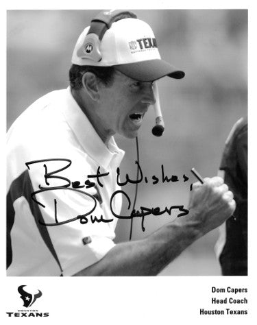 Dom Capers Autographed Houston Texans Head Coach B&W 8x10 Photo minor dings best wishes- JSA-Powers Sports Memorabilia
