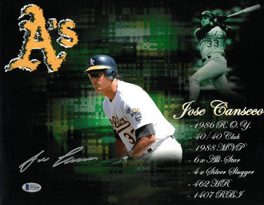 Jose Canseco Autographed Oakland A's 11x14 Photo Collage- Beckett-BAS Witnessed Hologram-Powers Sports Memorabilia