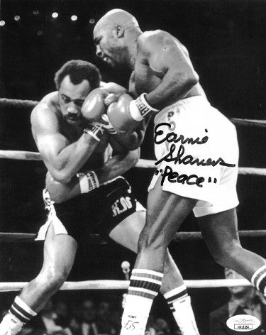 Earnie Shavers Autographed Boxing B&W 8x10 Photo w/ Peace- JSA Hologram (vs Ken Norton)-Powers Sports Memorabilia