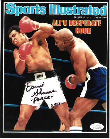 Earnie Shavers Autographed Boxing Sports Illustrated Cover October 10, 1977 8x10 Photo w/ Peace- JSA Hologram (vs Muhammad Ali)-Powers Sports Memorabilia