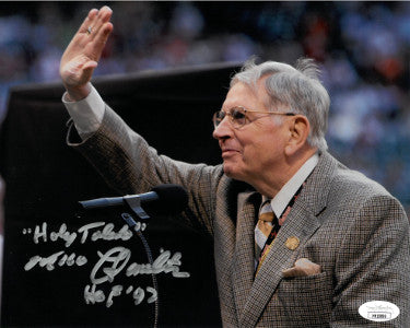 Milo Hamilton Autographed 8x10 Photo w/ dual Holy Toledo & HOF 92- JSA Hologram #HH18099 (Braves/Cubs/Astros)-Powers Sports Memorabilia