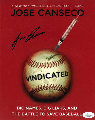 Jose Canseco Autographed Vindicated 8x10 Photo- JSA Hologram (Oakland A's/New York Times Bestselling Author of Juiced)-Powers Sports Memorabilia