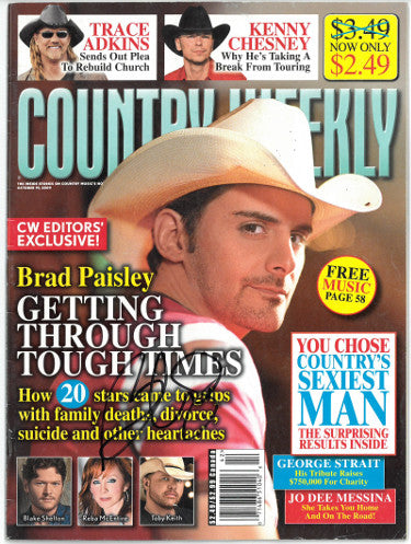 Brad Paisley Autographed Country Weekly Full Magazine October 19, 2009- JSA Hologram #DD63018-Powers Sports Memorabilia