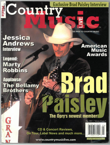 Brad Paisley Autographed Country Music Live Full Magazine May 2001 cover wear- JSA Hologram #DD63017-Powers Sports Memorabilia