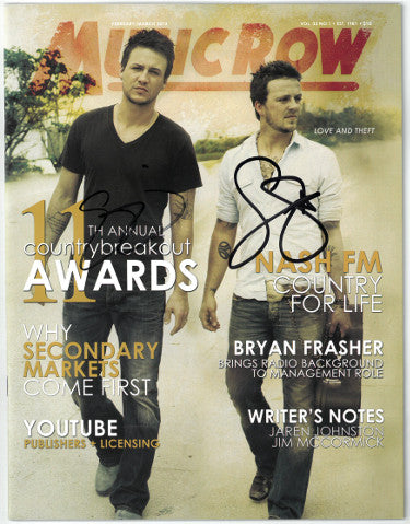 Love and Theft- Stephen Barker Liles/Eric Gunderson dual Autographed Music Row Full Magazine Feb/March 2013- JSA Hologram #GG38164-Powers Sports Memorabilia