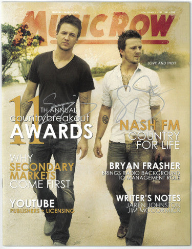 Love and Theft- Stephen Barker Liles/Eric Gunderson dual Autographed Music Row Full Magazine Feb/March 2013- JSA Hologram #GG38165-Powers Sports Memorabilia