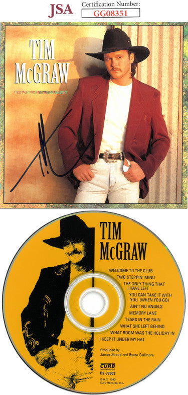Tim McGraw Autographed Self Titled Album CD Cover with CD- JSA Hologram #GG08351