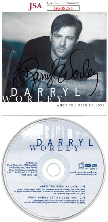 Darryl Worley Autographed 2000 When You Need My Love Album Cover w/ CD & Case imperfect- JSA #GG08254