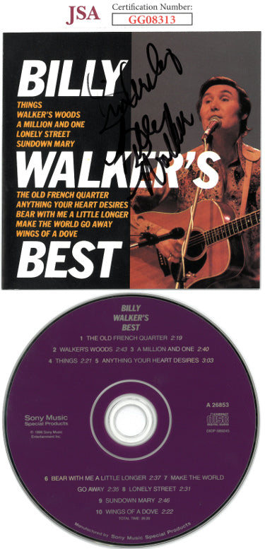 Billy Walker Autographed 1989 Billy Walker's Best Album Cover Booklet w/ CD & Case- JSA #GG08313