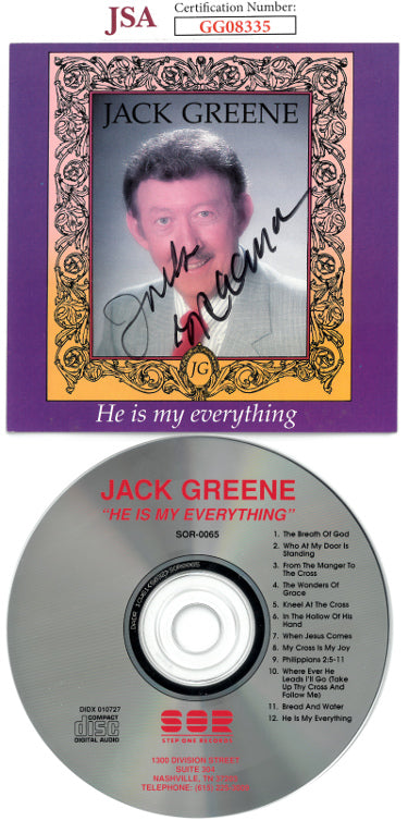 Jack Greene Autographed 1991 He is my everything Album Cover w/CD & Case- JSA #GG08335-Powers Sports Memorabilia