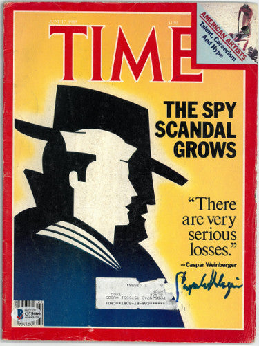 Caspar Weinberger Autographed TIME Full Magazine 5/17/1985- Beckett/BAS #Q75466