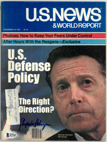 Caspar Weinberger Autographed U.S. News & World Report Full Magazine 11/23/1981- Beckett/BAS #Q75465-Powers Sports Memorabilia