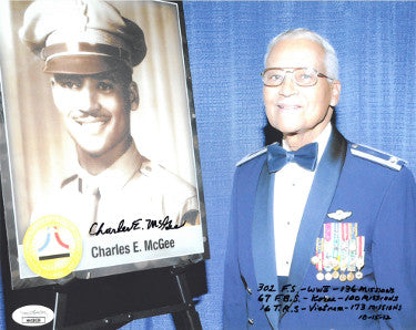 Charles E. McGee Autographed 8x10 Photo- JSA Hologram #HH18639- WWII/Korea/Vietnam (1944 Tuskegee Airmen/Red Tails)-Powers Sports Memorabilia