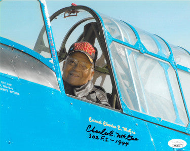 Charles E. McGee Autographed 8x10 Photo- JSA Hologram #HH18641- 302 FS-1944 (Tuskegee Airman/Red Tails/WWII/Korea/Vietnam)-Powers Sports Memorabilia