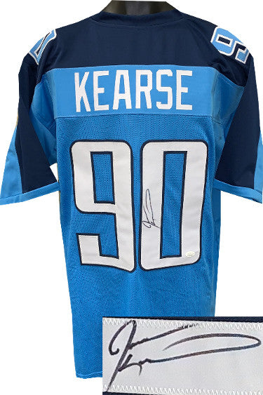 Jevon Kearse Autographed Light Blue TB Custom Stitched Pro Style Football Jersey- JSA Witnessed-Powers Sports Memorabilia