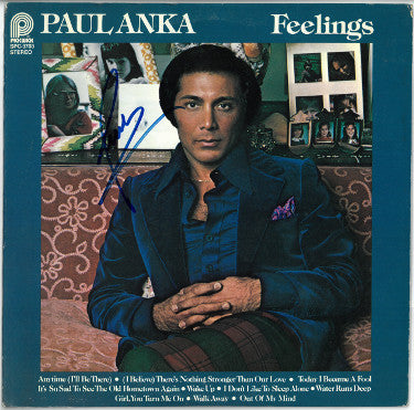 Paul Anka Autographed 1975 Feelings Album Cover/LP/Vinyl Record- JSA #EE57970-Powers Sports Memorabilia