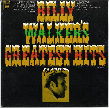 Billy Walker Autographed 1969 Greatest Hits Volume II Album Cover/LP/Vinyl Record- JSA #GG08453-Powers Sports Memorabilia