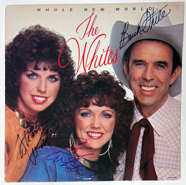 The Whites triple Autographed 1985 Whole New World Album Cover/LP/Vinyl Record w/ Sharon White/Cheryl White & Buck White- JSA #GG0846-Powers Sports Memorabilia
