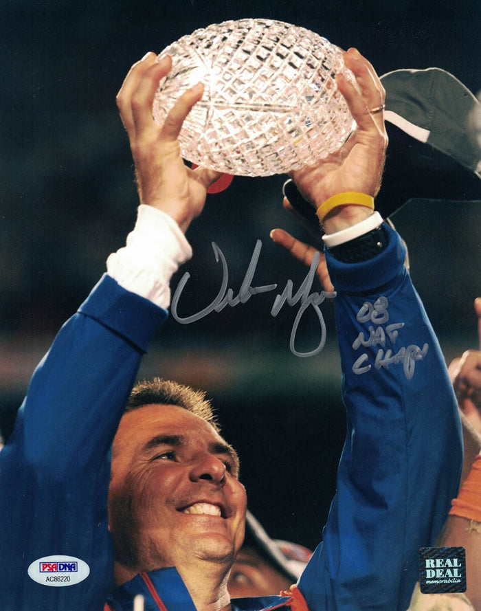 Urban Meyer Signed Florida Gators 8x10 Photo Natl Champs PSA-Powers Sports Memorabilia