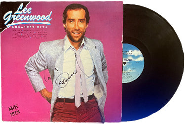 Lee Greenwood Autographed 1985 Greatest Hits Album Cover/LP/Vinyl Record- JSA #GG08523-Powers Sports Memorabilia