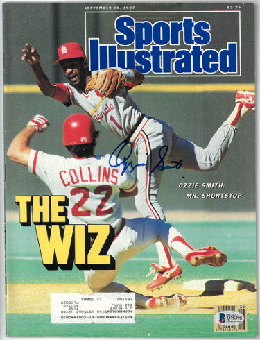 Ozzie Smith Autographed Sports Illustrated Full Magazine 9/28/1987- Beckett/BAS #Q75395 (St. Louis Cardinals)-Powers Sports Memorabilia